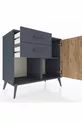 Commode Hyperion à une étagère, deux tiroirs et une porte, anthracite-pin/anthracite