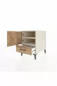 Kronos Table de chevet avec 2 étagères, 1 tiroir et 1 porte, Pierre de Lune-Pin