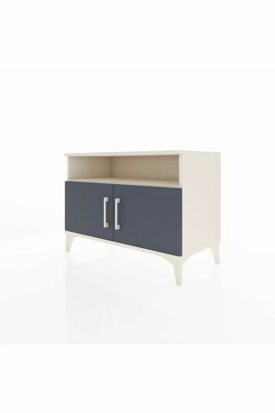 Commode Hyperion 2 étagères 2 portes Pierre de lune-Anthracite