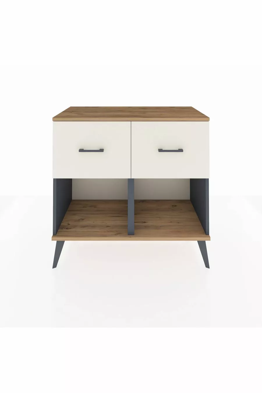 Commode Hyperion 2 tiroirs Anthracite-Sapin/Pierre de lune