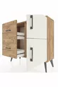 Commode Arges avec une seule étagère, 2 tiroirs et 2 portes, en pin-pierre d'âme/pin