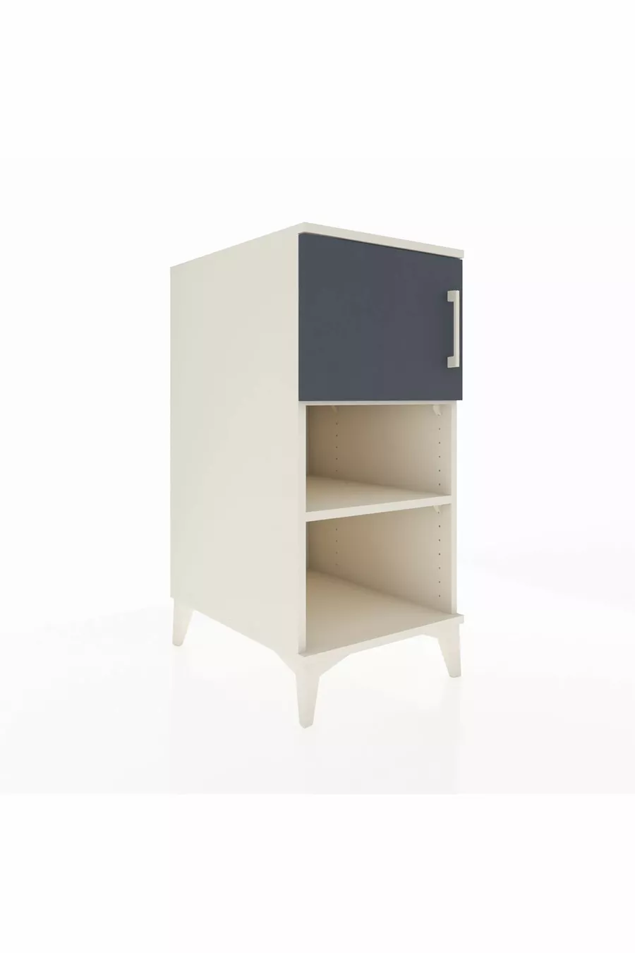 Kronos Nightstand with 2 Shelves and 1 Door, Moonstone-Anthracite