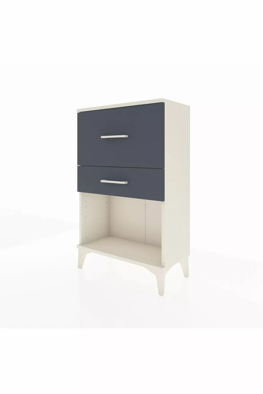 Comodino Arges a 2 Cassetti Azzurro-Antracite