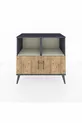 Commode Hyperion 2 étagères 2 portes Anthracite-Pin/Pierre de lune