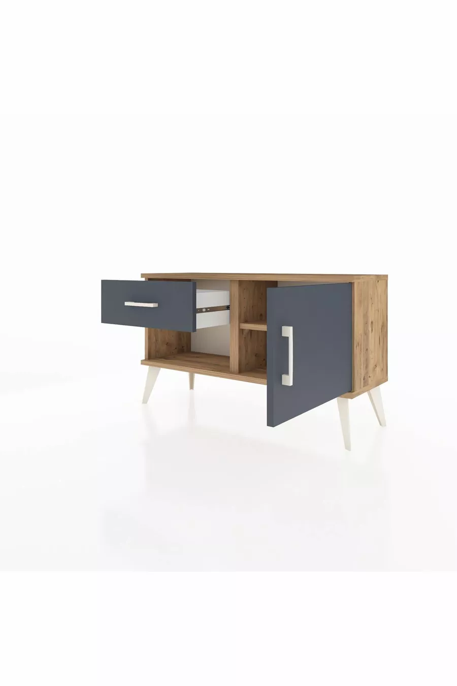 Arges Dresser with Single Shelf, Single Drawer, Single Door Pine-Anthracite
