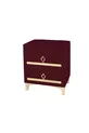 Table de chevet Doppia Linea Gold, à deux tiroirs