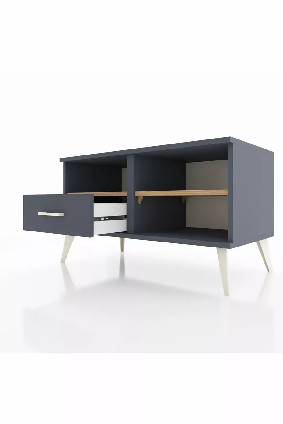 Commode Hyperion 2 étagères 1 tiroir Anthracite-Cèdre/Anthracite