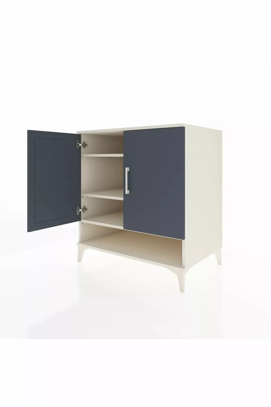 Commode Kronos 3 étagères 2 portes Pierre de lune-Anthracite