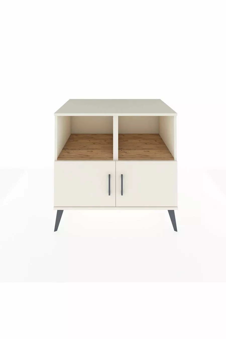 Commode Kronos 2 étagères 2 portes Pierre de lune/Pierre de lune/Pin