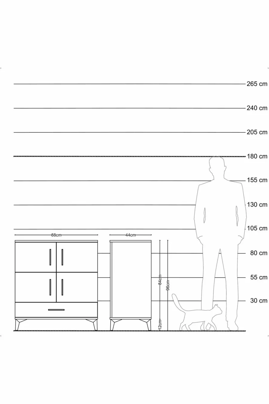 Hyperion Dressoir 4 Planken 1 Lade 4 Deuren Maansteen-Scandinavisch