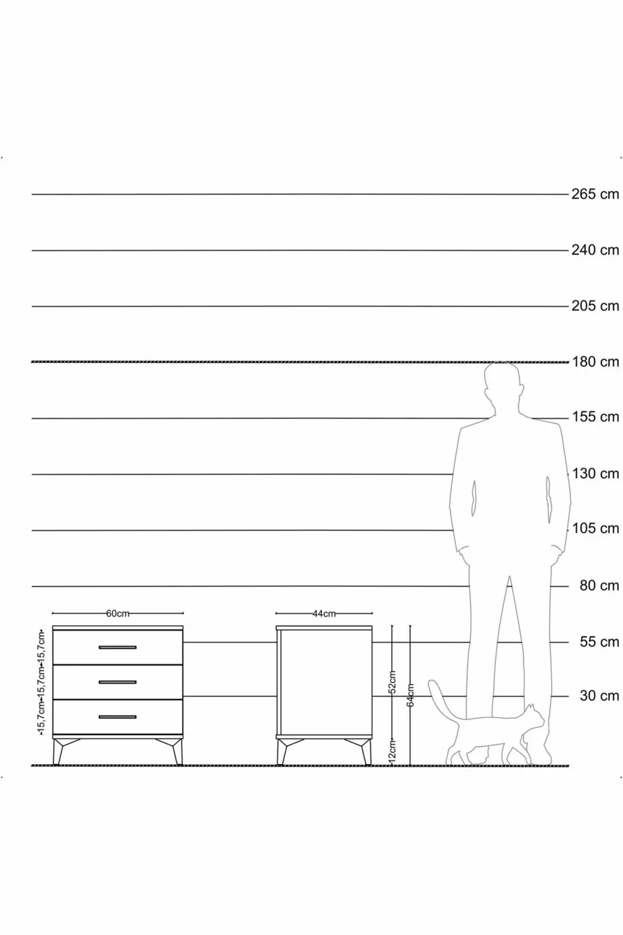 Hyperion Commode 3 Lades Antraciet-Antraciet