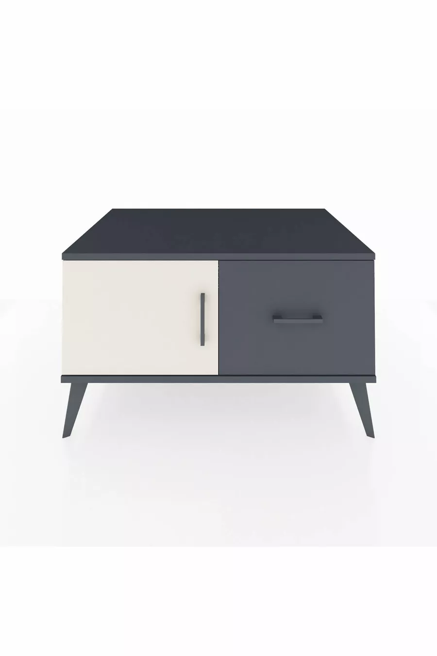 Comò Kronos con un ripiano, un cassetto e una porta, Antracite-Ghiaia/Antracite