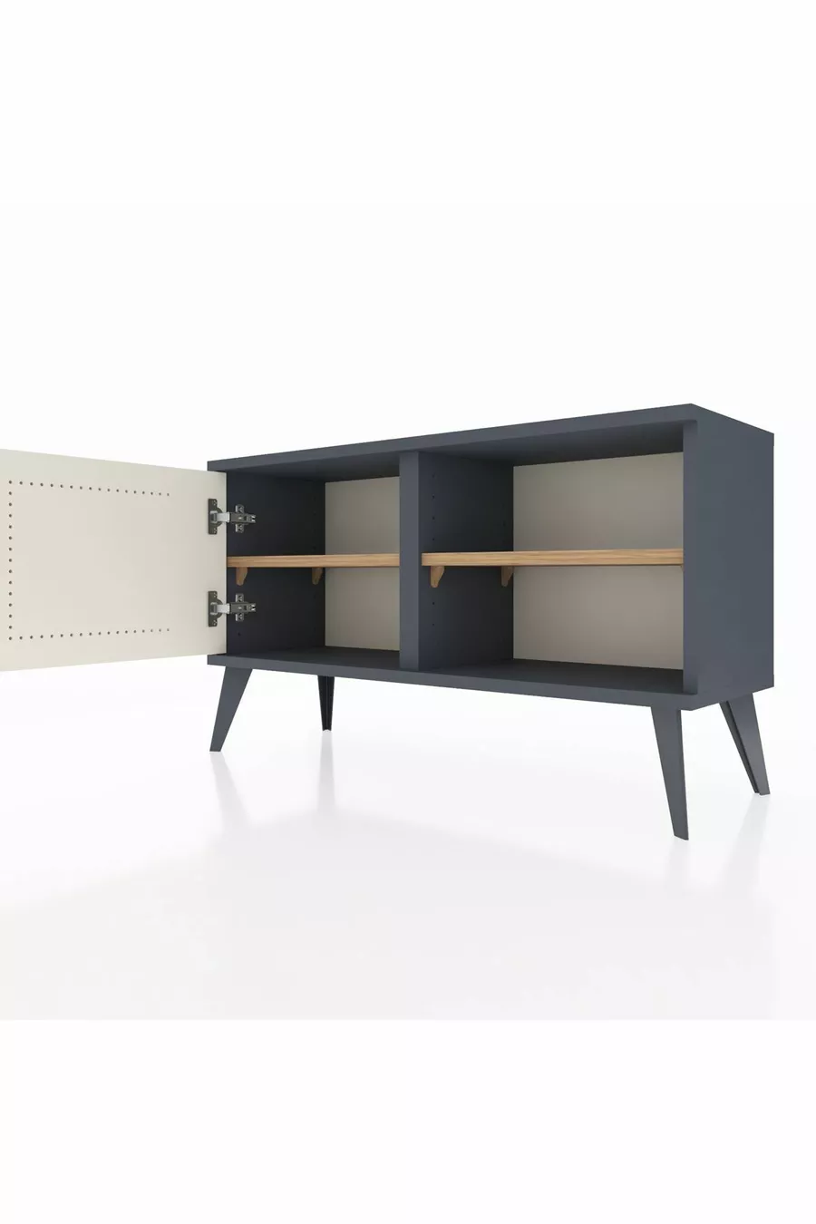Commode Arges avec 2 étagères et une porte Anthracite-Pierre de Lune/Sapin