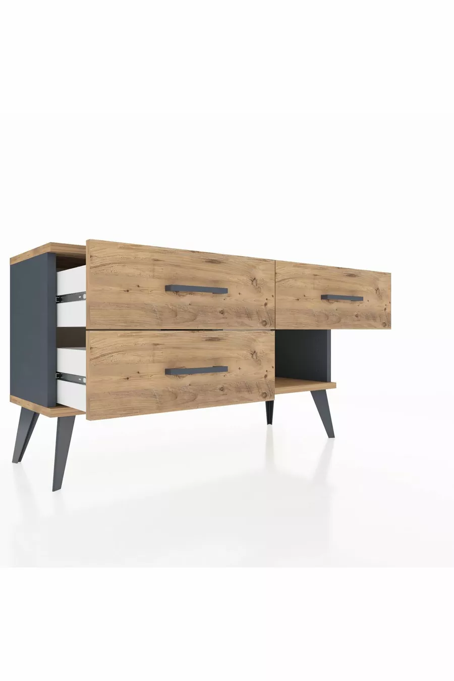 Arges Dresser 3 Drawers Anthracite-Pine