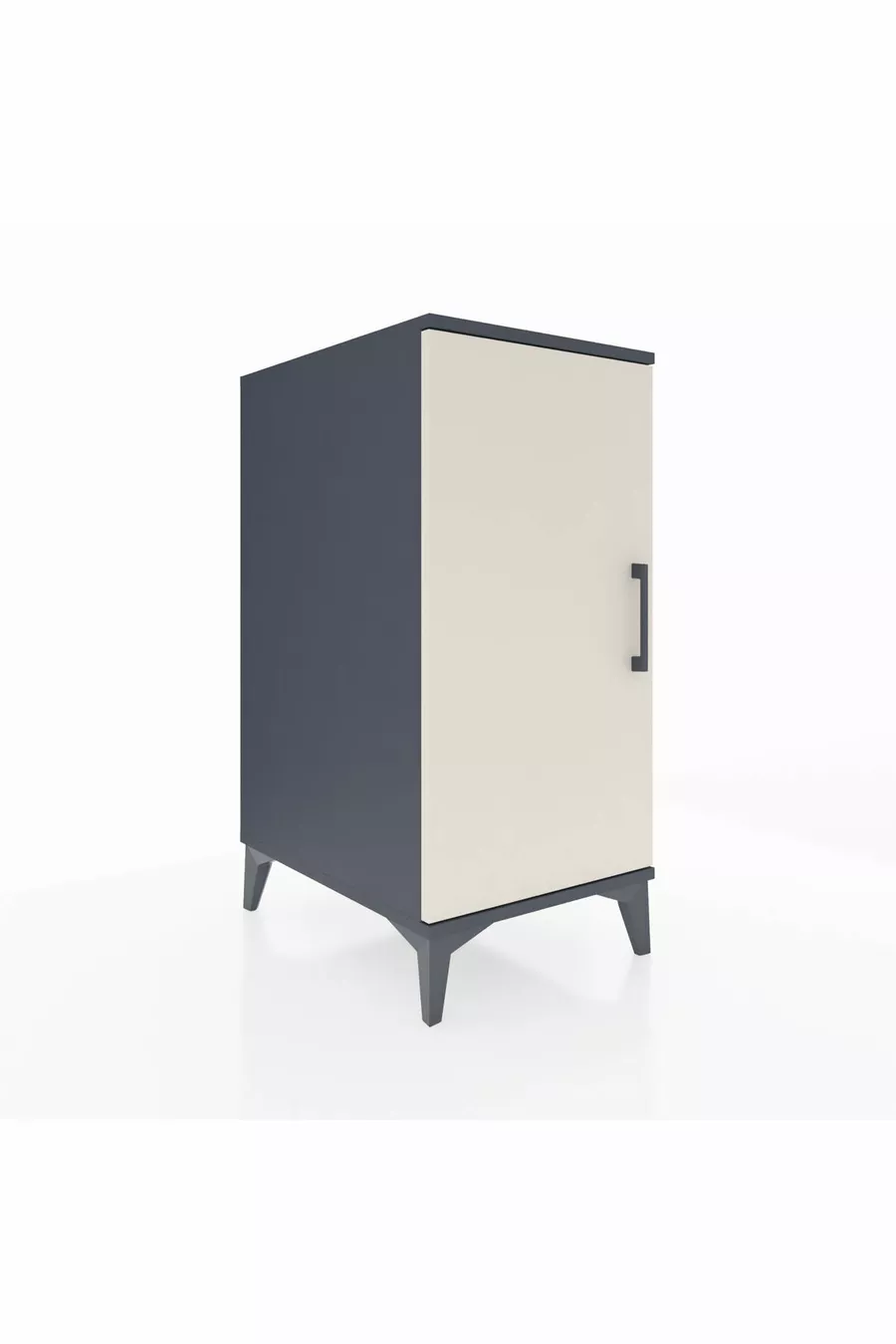 Table de chevet Kronos à 2 étagères avec 1 porte Anthracite-Pierre de lune