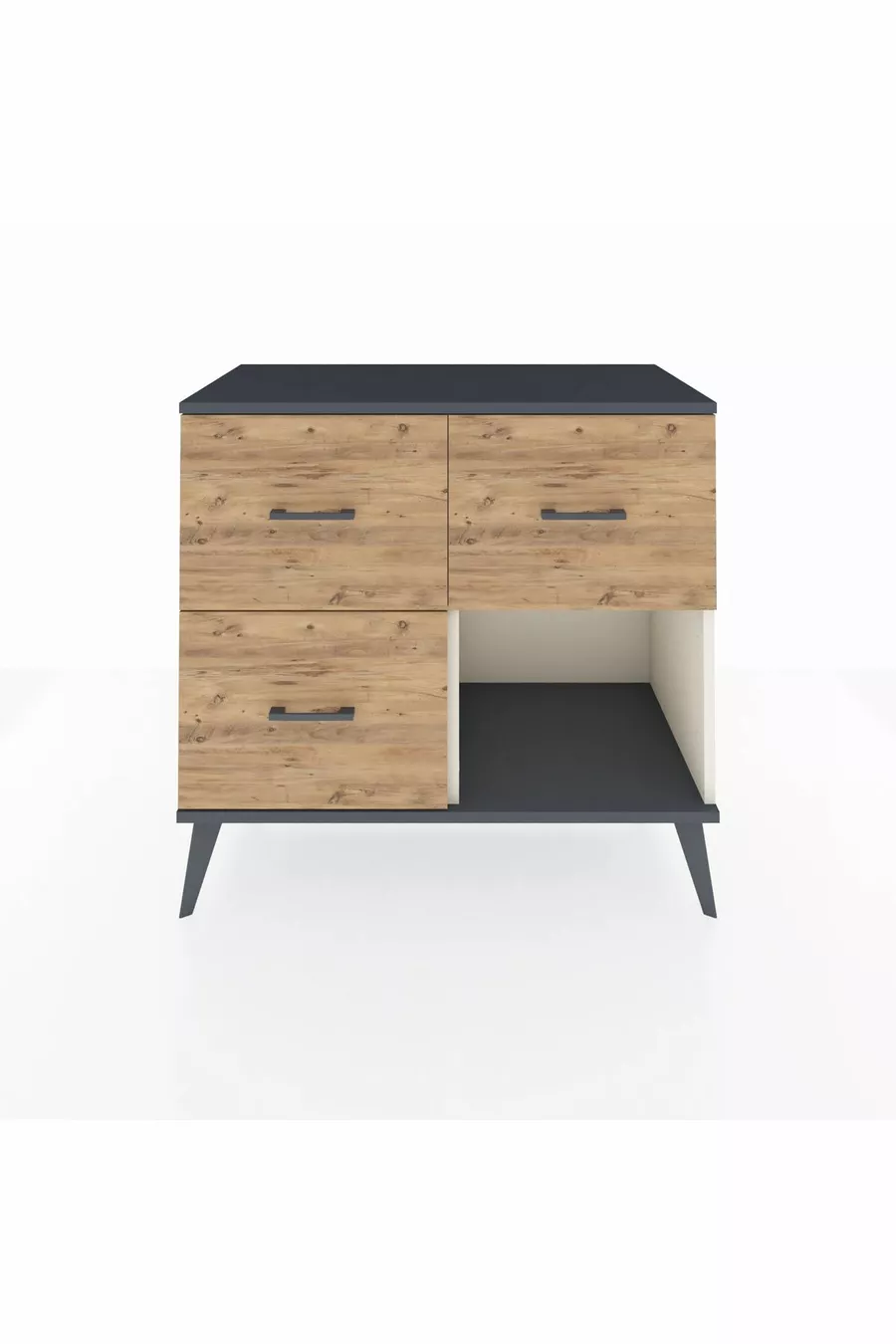 Hyperion Dresser 3 Drawers Moonstone-Anthracite/Pine