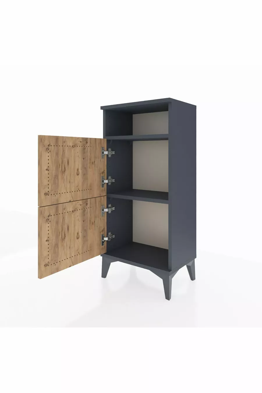 Table de chevet Arges à une étagère et deux portes Anthracite-Pin