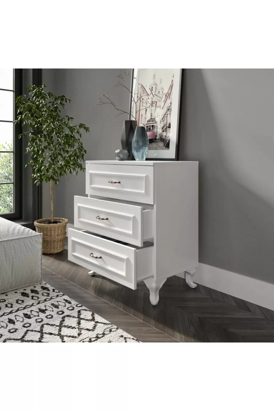Commode Country 3 tiroirs Kartopu entièrement en MDF