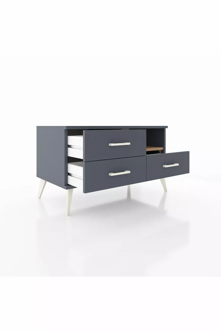 Commode Hyperion à une étagère et 3 tiroirs Anthracite-Sapin/Anthracite