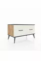 Commode Hyperion 2 tiroirs Pin-Anthracite/Gris pierre