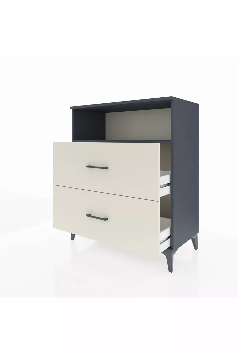 Commode Hyperion à une étagère et 2 tiroirs Anthracite-Pierre de Lune