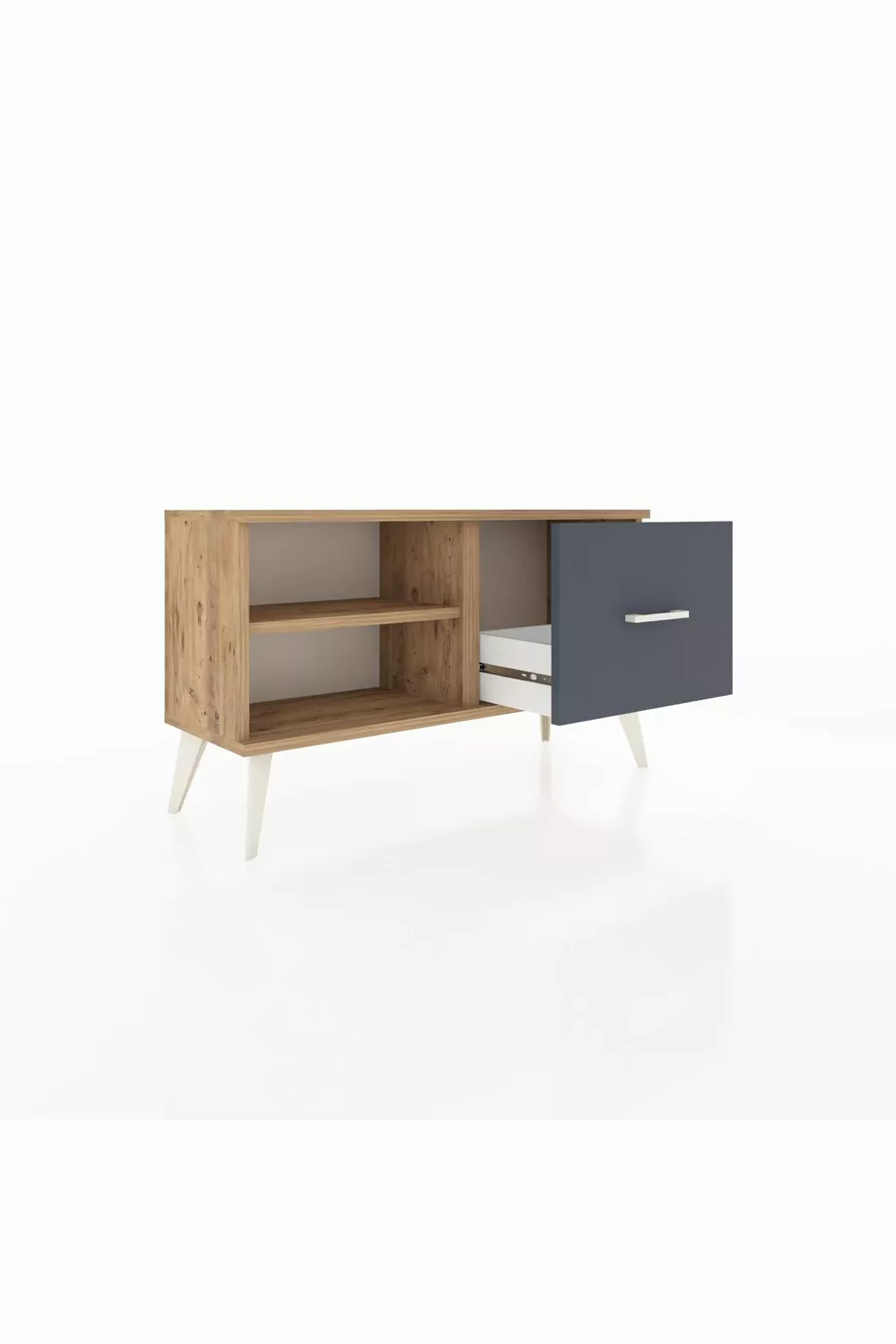 Commode Arges à une étagère et un tiroir en pin-pin/anthracite
