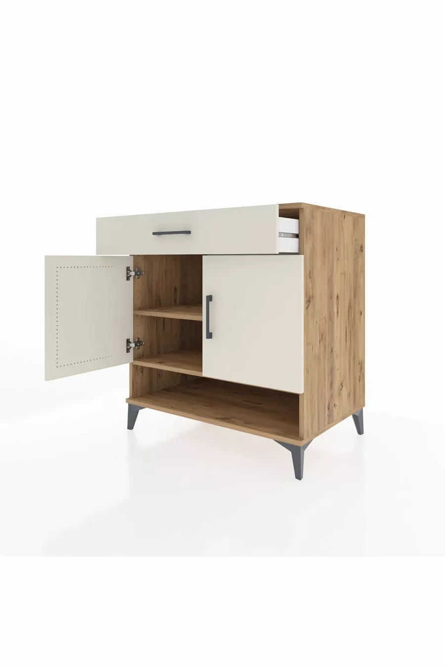 Kronos Dressoir 2 Planken 1 Lade 2 Deuren Den-Hout & Marmer