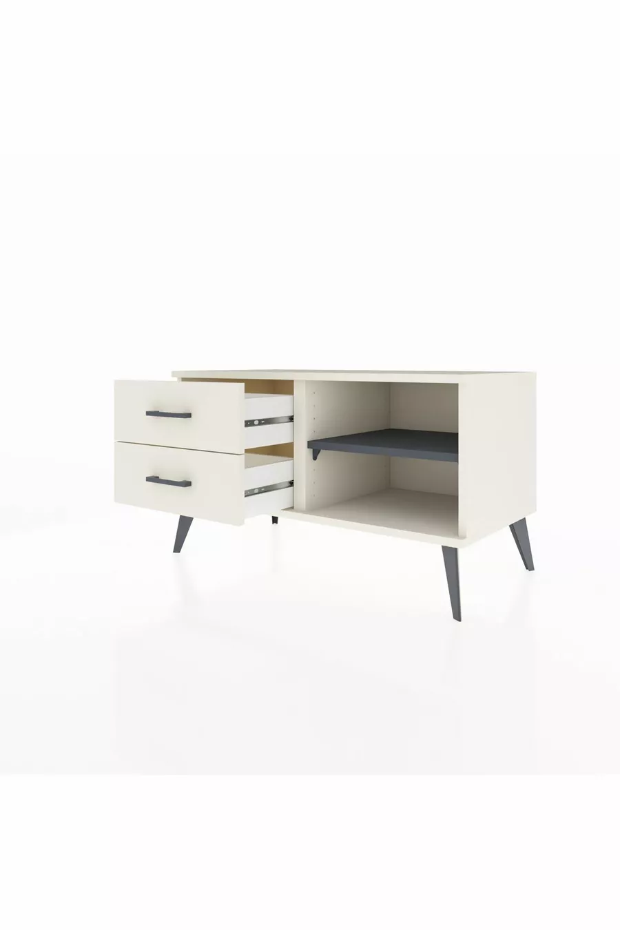 Commode Hyperion à une étagère et 2 tiroirs, quartz-ardoise / quartz