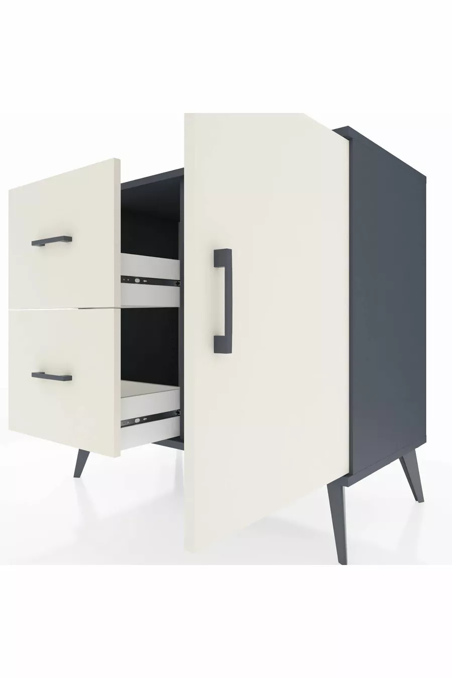 Hyperion Dresser with One Shelf, 2 Drawers, and Single Door, Anthracite-Quartz