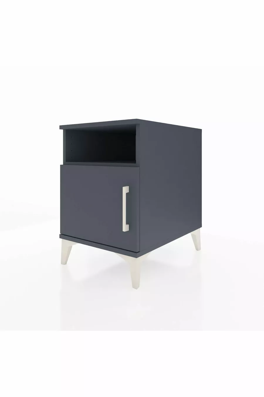 Table de chevet Kronos avec 2 étagères et 1 porte Anthracite-Anthracite