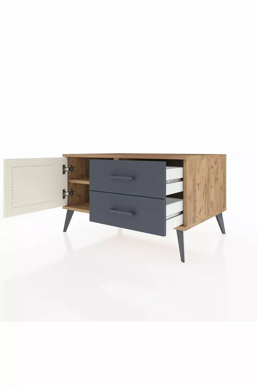 Kronos Dresser Single Shelf with 2 Drawers and 1 Door Pine-Ash/Anthracite