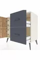 Commode Hyperion à une étagère, 2 tiroirs, 2 portes, Pierre de Lune-Pin/Anthracite