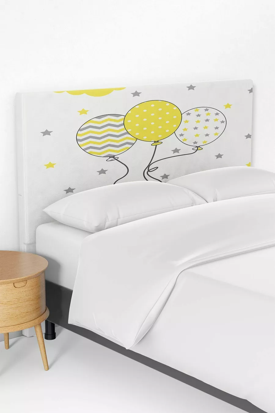 3-Piece Balloon Pattern Children's Room Bed Base Headboard Cover