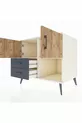 Commode Kronos avec 2 étagères, 2 tiroirs et 2 portes, Pierre de Lune-Pin/Anthracite