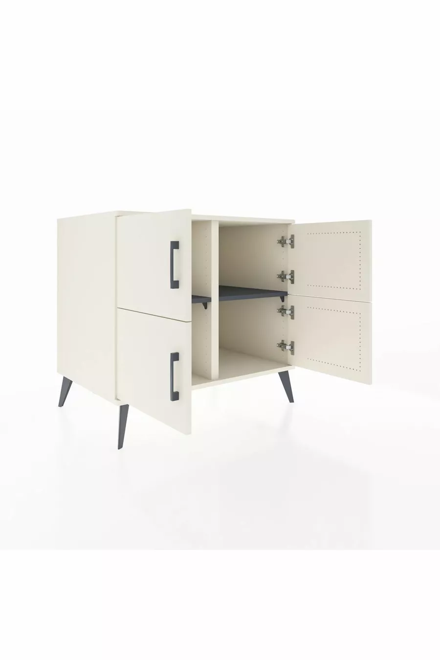 Commode Kronos 2 étagères 4 portes Pierre de lune-Pierre de lune/Anthracite
