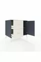 Commode Kronos à une étagère, 2 tiroirs et une porte, Anthracite-Anthracite/Gris pierre