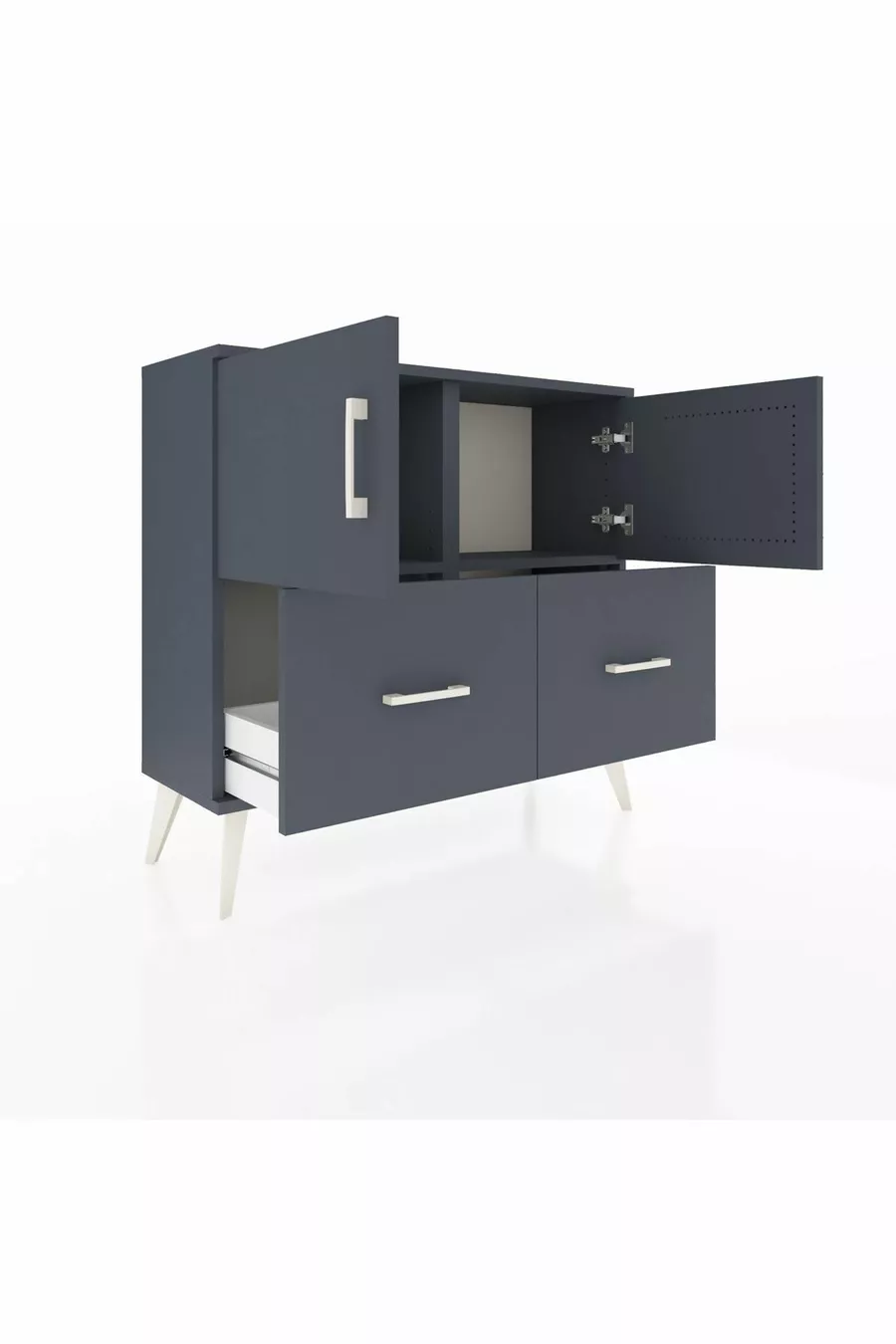 Arges Kast 2 Planken 2 Lade 2 Deuren Antraciet-Antraciet