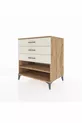 Commode Kronos à une étagère et 3 tiroirs en pin et pierre de lave