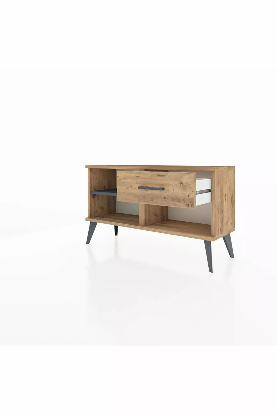 Commode Arges avec une étagère et un tiroir, pin-anthracite/pin