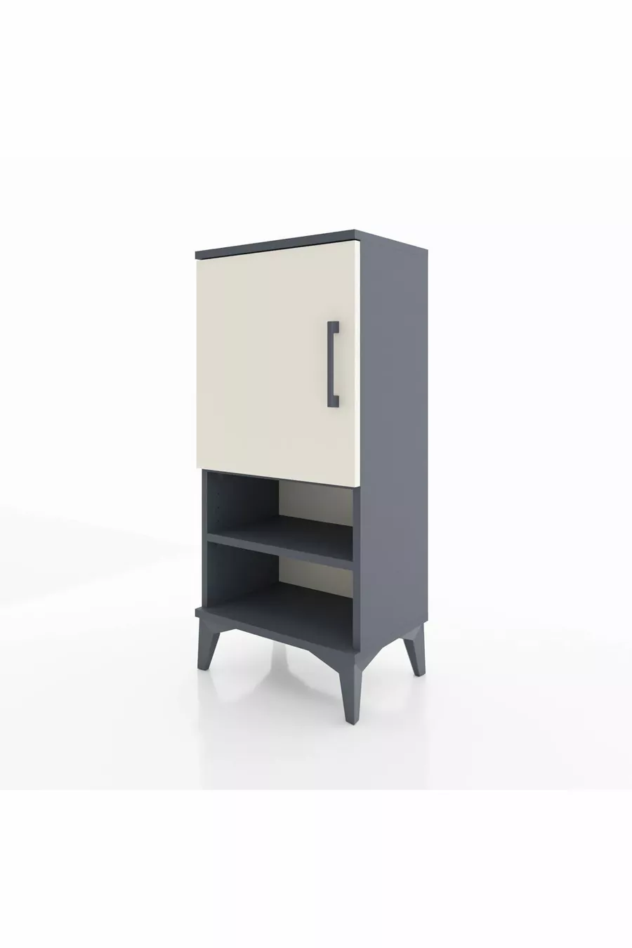 Table de chevet Arges avec 3 étagères et 1 porte, anthracite-pierre de lune