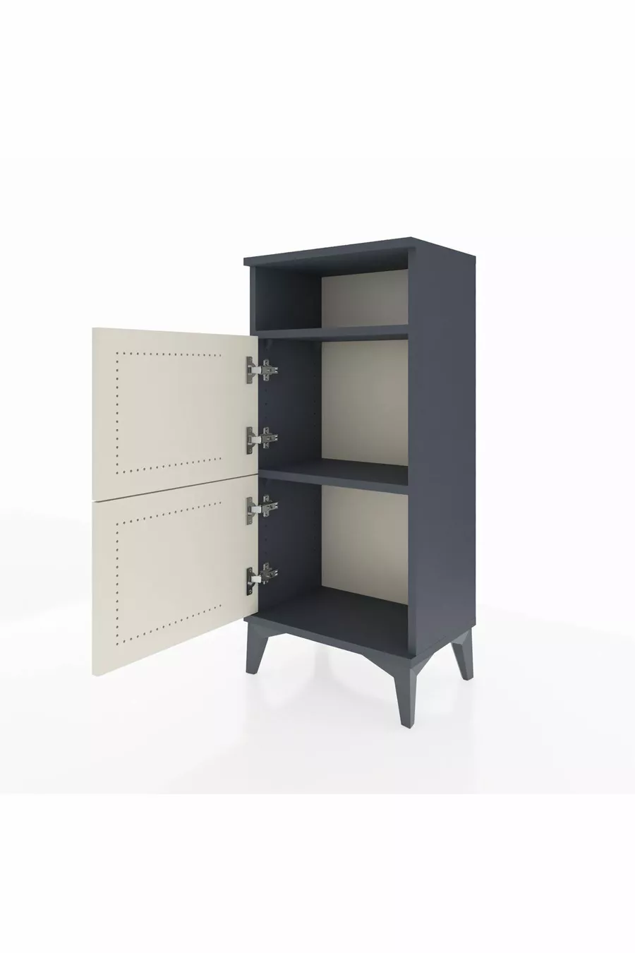 Table de chevet Arges à une étagère et deux portes Anthracite-Pierre de lune