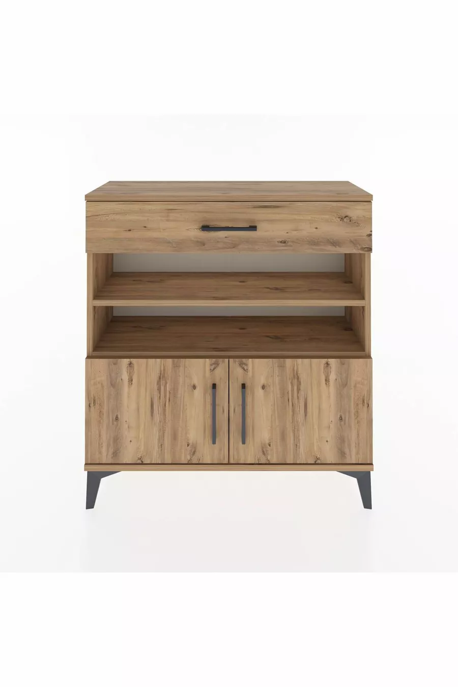 Commode Arges 3 étagères, 1 tiroir, 2 portes, pin-pin