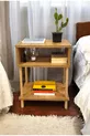 Table de chevet moderne à 2 étagères pour chambre à coucher, organisateur de lit avec pieds en bois