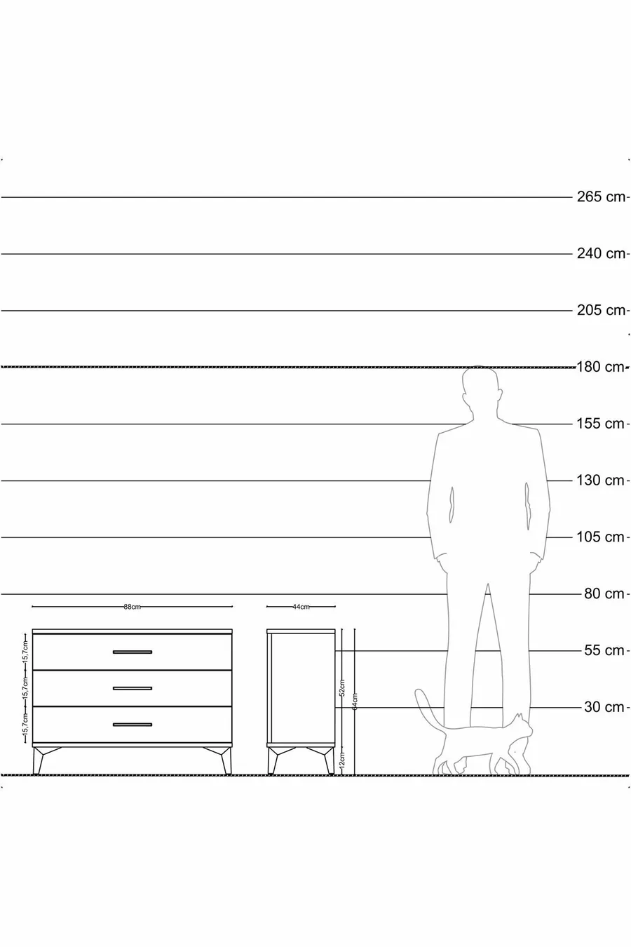 Hyperion Dressoir 3 Lades Den-Ambachtsteen