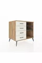 Commode Kronos 2 étagères 4 tiroirs Pin-Anthracite / Pierre de Lune