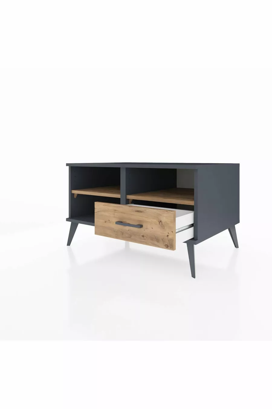Commode Kronos 2 étagères 1 tiroir Anthracite-Pin