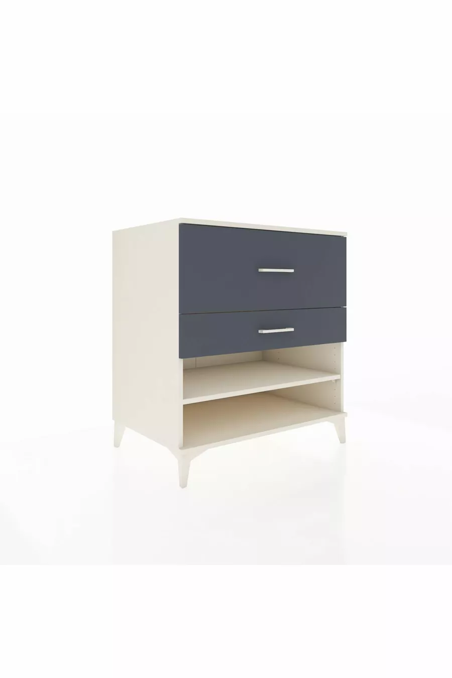 Commode Kronos à une étagère et 2 tiroirs, Pierre de lune-Anthracite