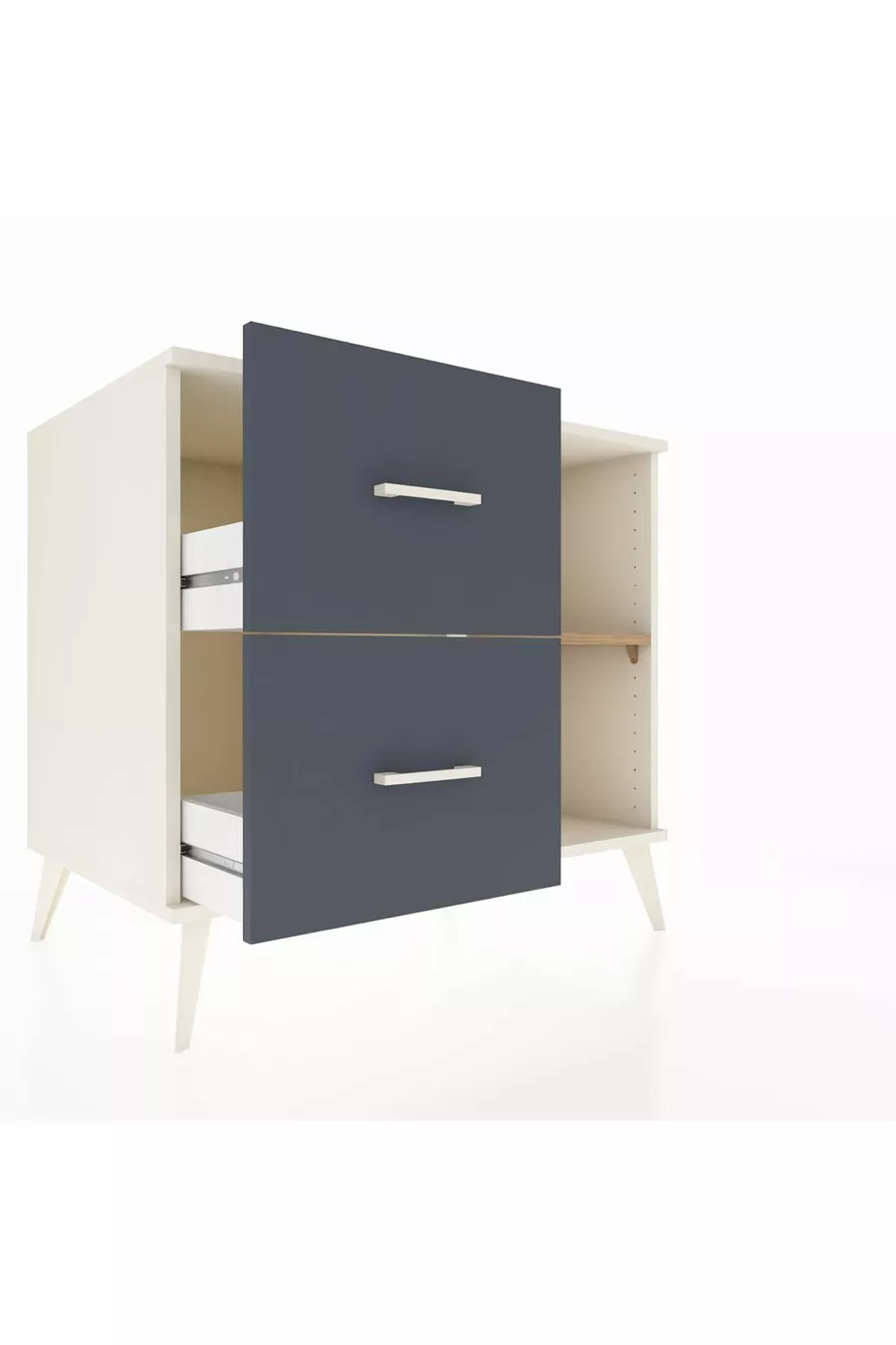 Commode Kronos à une étagère et 2 tiroirs en pierre de lune-pin/anthracite