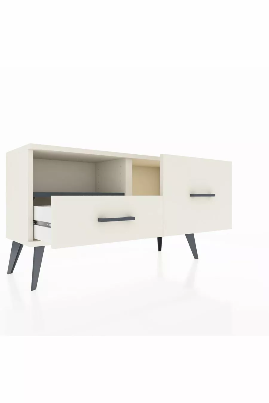 Commode Arges à une étagère et 2 tiroirs, quartz-anthracite/quartz
