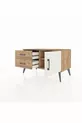 Commode Hyperion avec une étagère, 2 tiroirs et une porte, pin-pierre d'onyx/pin